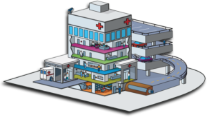 Drawing of a hospital exterior