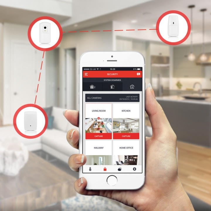 A homeowner managing their residential security system from their smartphone