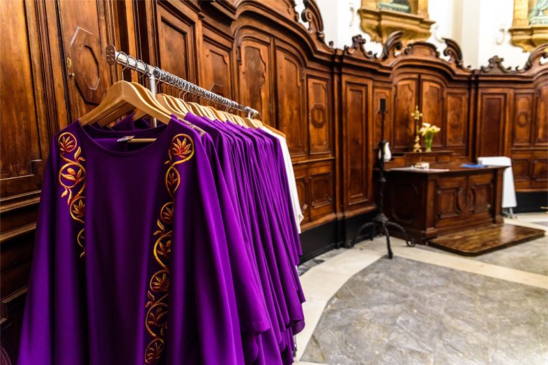 Sacristy area of a Catholic church.