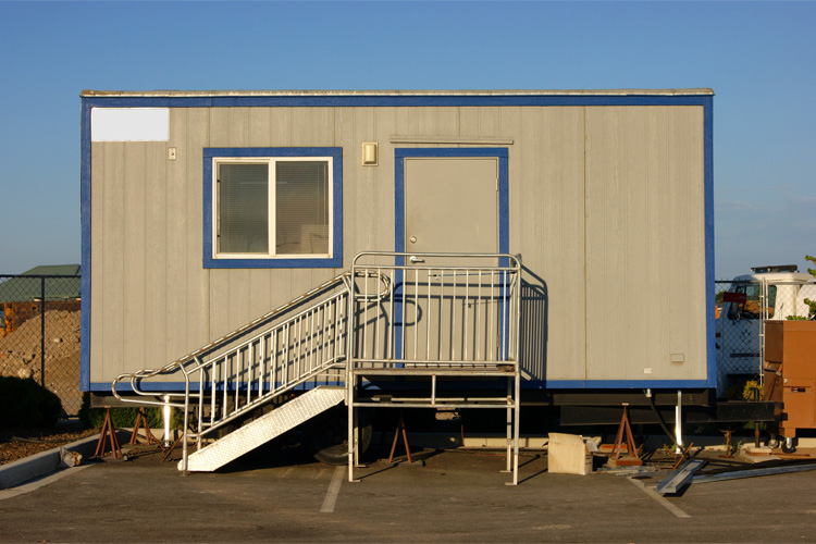 A construction security system protects the site trailer where documents and blueprints are stored.