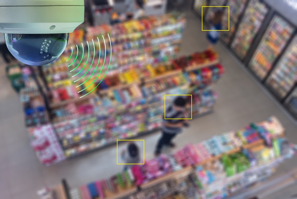 A store security camera detecting human beings.