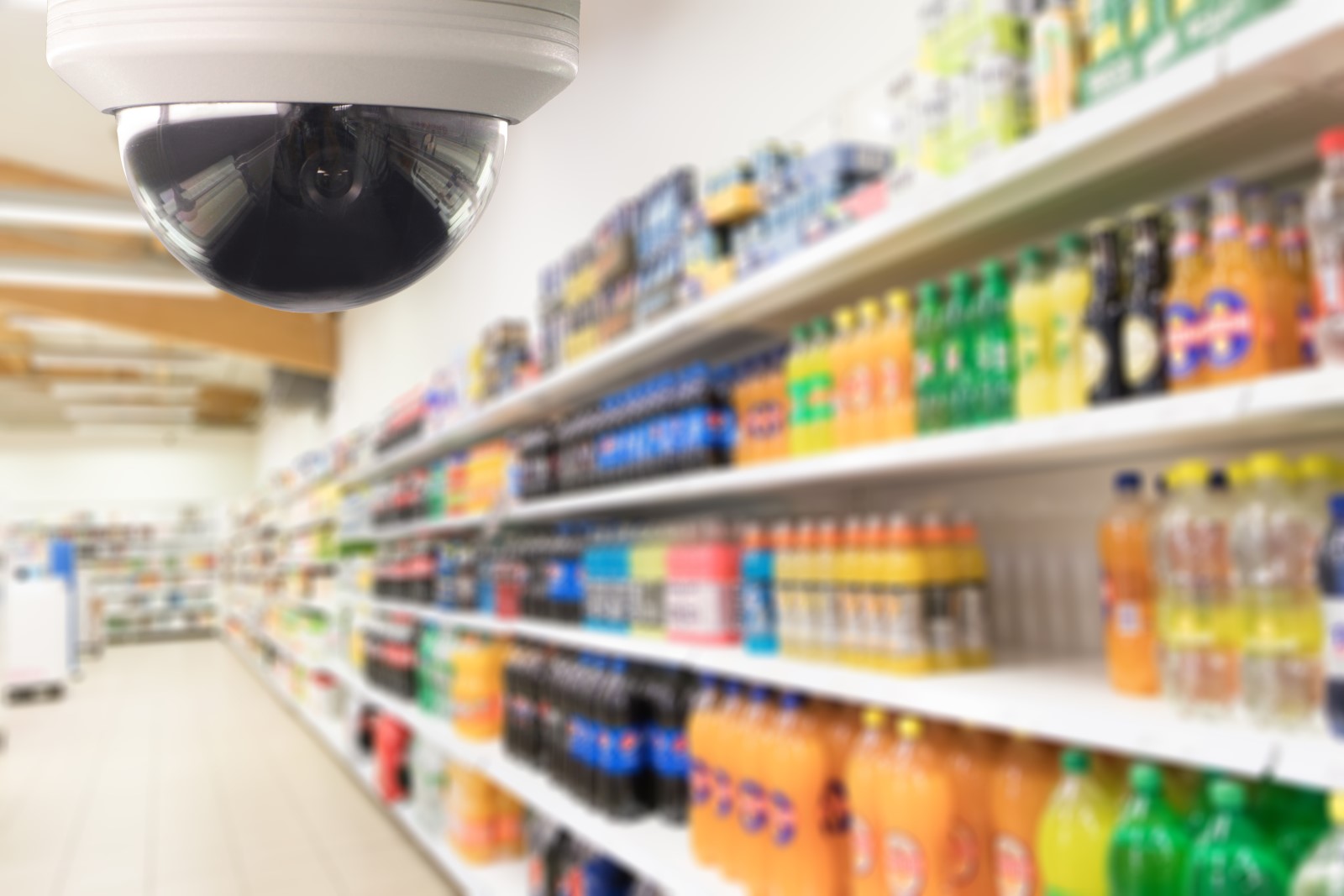 A video surveillance system for a supermarket.